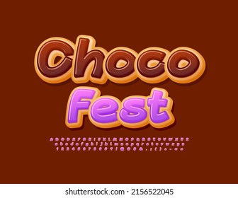 Festival de Choco con un cartel brillante. Tipo de letra manuscrita. Delicioso conjunto de letras y números de alfabeto