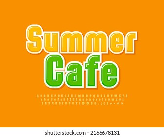 Vector bright Banner Summer Cafe. Creative Modern Font. Artistic Alphabet Letters and Numbers