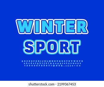 Banner brillante vectorial Winter Sport. Fuente artística moderna. Letras y números de alfabeto azul