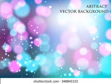Vector bright blue background with bokeh effect