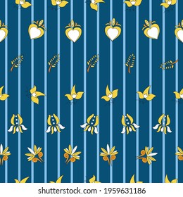 Vector bright blue breton stripes background Brittany celtic, Breton trational folklore symbols seamless pattern. Seamless pattern background