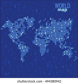 Vector bright blue illuminated map of the world