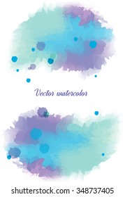 Vector bright blue watercolor stains