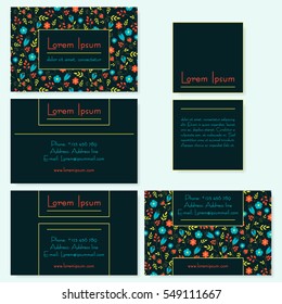 Vector bright business card templates set with flowers.