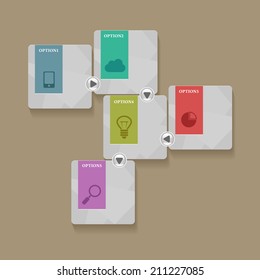 Vector bright business infographic design with different icons