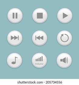 Vector bright buttons for media player design