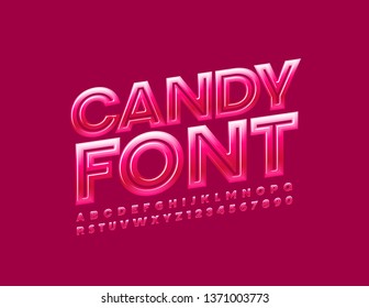 Vector bright Candy Font. Glossy Alphabet Letters and Numbers
