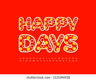 Vektorhelle Karten Happy Days. Motley Print Font. Alphabet-Dekorationsbuchstaben und -ziffern
