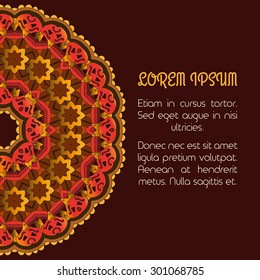 Vector bright card with vintage semicircular background. Template frame design for card. For packaging, invitations, decorations, bag template.