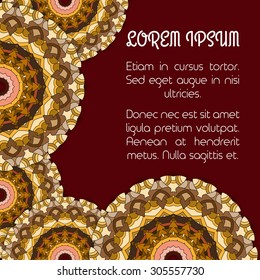 Vector bright card with vintage semicircular background. Template frame design for card. For packaging, invitations, decorations, bag template.