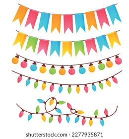 Vector bright cartoon image of garlands. The concept of parties, festivals and fun. A colorful element for your design.