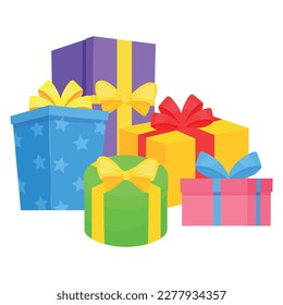 Vector bright cartoon image of gifts. The concept of parties, festivals and fun. A colorful element for your design.