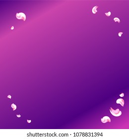 Vector bright cherry petals fall down. A lot of pink petals on colorful background. Nature horizontal backdrop.