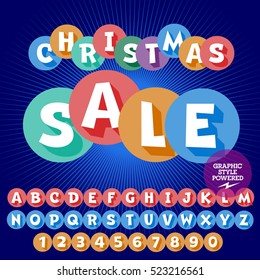 Vector bright  Christmas sale emblem with set of letters, symbols and numbers. File contains graphic styles