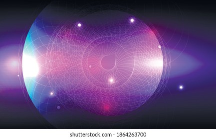 Vector bright circle blue space. Abstract glowing spiral