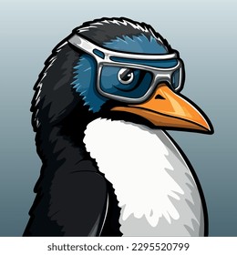 Vector bright color avatar logo with character penguin.