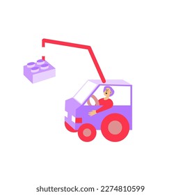 Vector bright color illustration with vehicle. Traveling, ride, driving. Single main object without background. Cartoon funny cute image for kids. Bicycle, car, airplain.