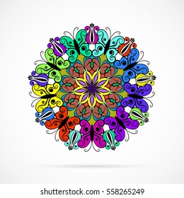 Vector Bright Color Mandala over white