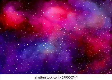 Vektorfarbige, bunt-farbige Kosmos-Illustration. Abstrakter kosmischer Hintergrund mit Sternen.