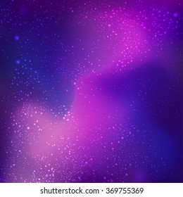 Vector bright colorful cosmos illustration. Abstract cosmic background with stars.