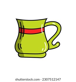 Vector bright colorful doodle style mug with geometric elements. 