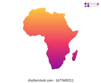 Vector Bright Colorful Gradient Of Africa Map On White Background. Organized In Layers For Easy Editing.