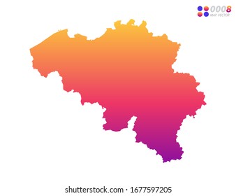 Vector bright colorful gradient of Belgium map on white background. Organized in layers for easy editing.