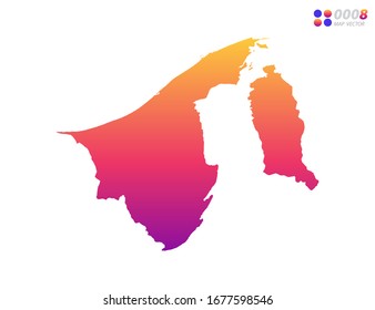 Gradiente colorido y vector del mapa de Brunei sobre fondo blanco. Organizado en capas para una edición sencilla.