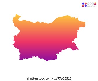 Gradiente de color brillante vectorial de Bulgaria mapa sobre fondo blanco. Organizado en capas para una edición sencilla.
