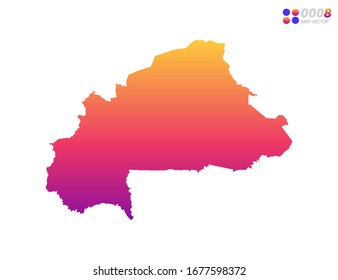 Vector bright colorful gradient of Burkina Faso map on white background. Organized in layers for easy editing.