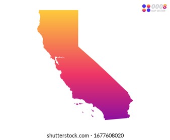 Gradiente de color brillante vectorial de California mapa sobre fondo blanco. Organizado en capas para una edición sencilla.