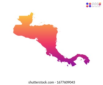 Vector bright colorful gradient of Central America map on white background. Organized in layers for easy editing.