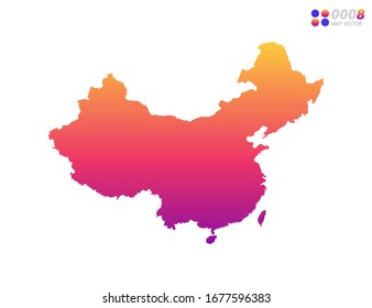 Vector bright colorful gradient of China map on white background. Organized in layers for easy editing.