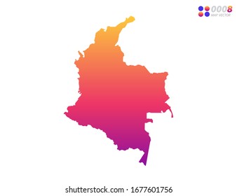 Gradiente colorido vectorial de Colombia mapa sobre fondo blanco. Organizado en capas para una edición sencilla.