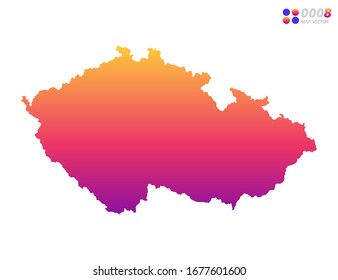 Vector bright colorful gradient of Czech Republic map on white background. Organized in layers for easy editing.