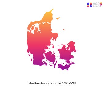 Vector bright colorful gradient of Denmark map on white background. Organized in layers for easy editing.