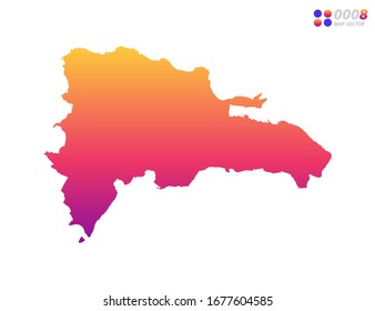 Vector bright colorful gradient of Dominican Republic map on white background. Organized in layers for easy editing.