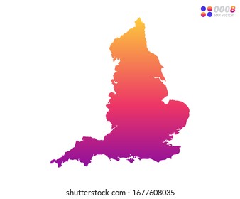 Vector bright colorful gradient of England map on white background. Organized in layers for easy editing.