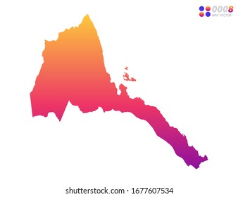 Vector bright colorful gradient of Eritrea map on white background. Organized in layers for easy editing.