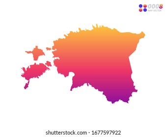 Vector bright colorful gradient of Estonia map on white background. Organized in layers for easy editing.