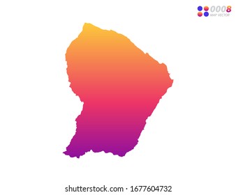 Vector bright colorful gradient of French Guiana map on white background. Organized in layers for easy editing.