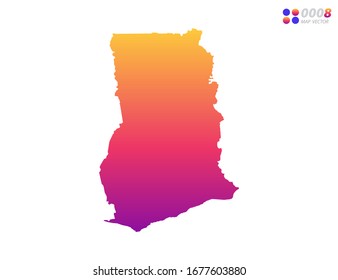 Vector bright colorful gradient of Ghana map on white background. Organized in layers for easy editing.