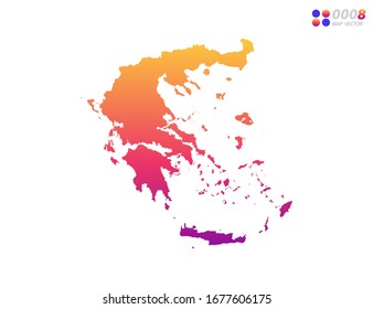 Vector bright colorful gradient of Greece map on white background. Organized in layers for easy editing.