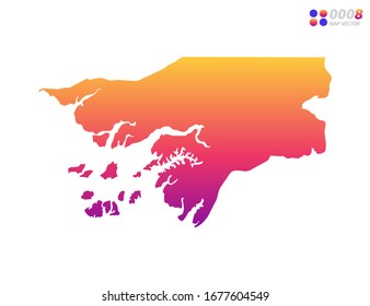 Vector bright colorful gradient of Guinea Bissau map on white background. Organized in layers for easy editing.
