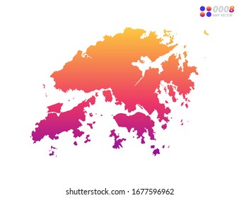 Vector bright colorful gradient of Hong Kong map on white background. Organized in layers for easy editing.