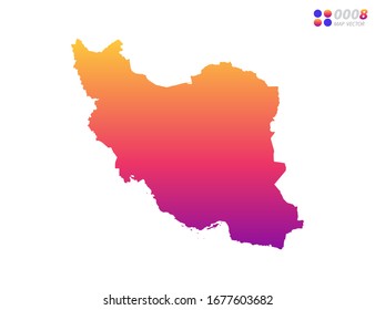 Gradiente colorido y vectorial del mapa de Irán sobre fondo blanco. Organizado en capas para una edición sencilla.