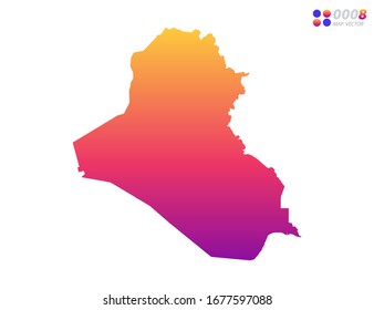 Vector bright colorful gradient of Iraq map on white background. Organized in layers for easy editing.