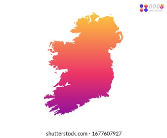 Vector bright colorful gradient of Ireland map on white background. Organized in layers for easy editing.