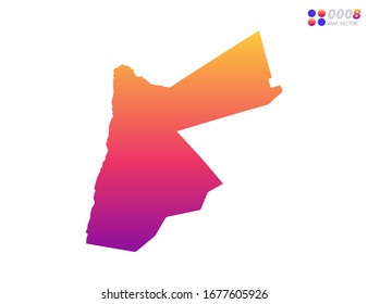 Gradiente de color brillante vectorial de Jordania mapa sobre fondo blanco. Organizado en capas para una edición sencilla.