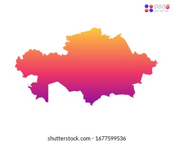 Vector bright colorful gradient of Kazakhstan map on white background. Organized in layers for easy editing.